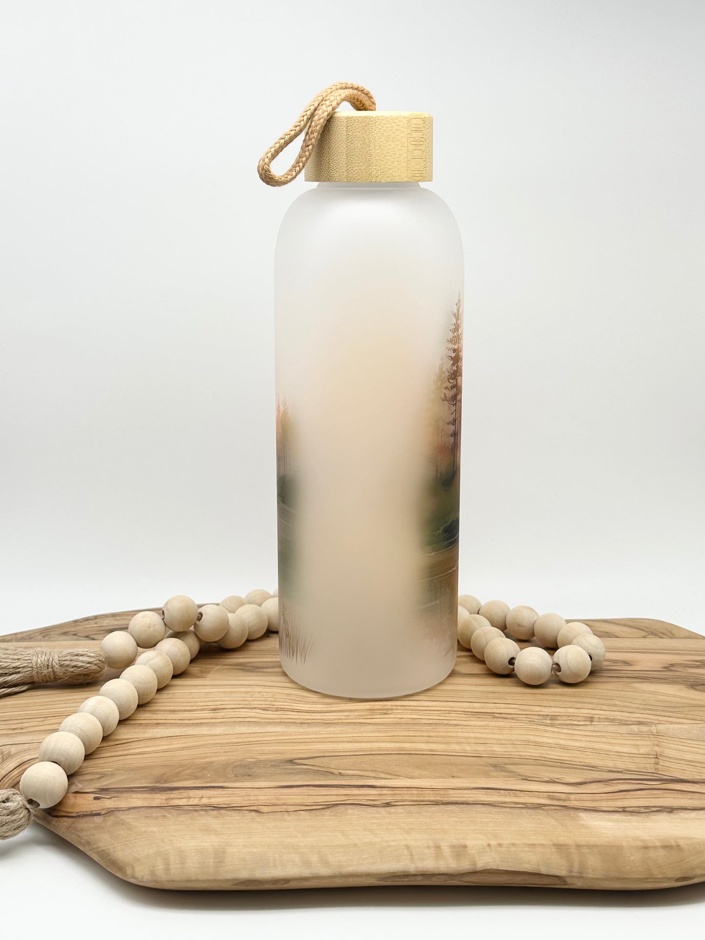 Lake Themed Glass Water Bottle