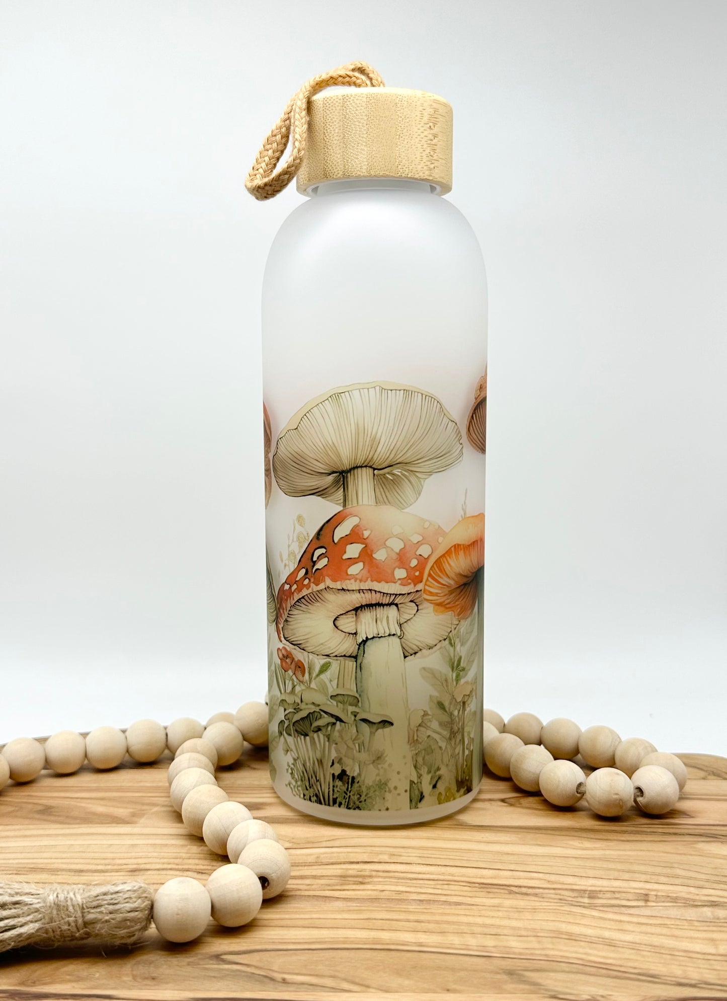 Mushroom Glass Water Bottle