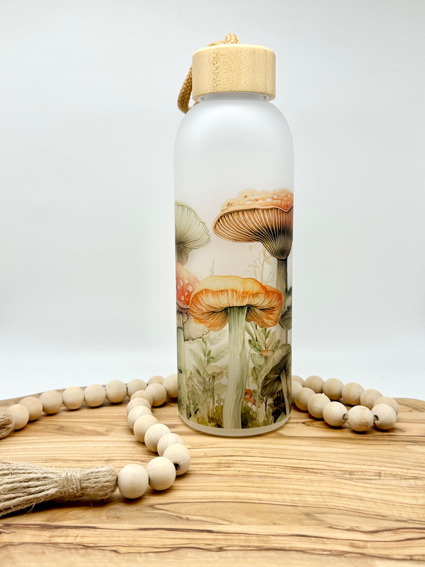 Mushroom Glass Water Bottle