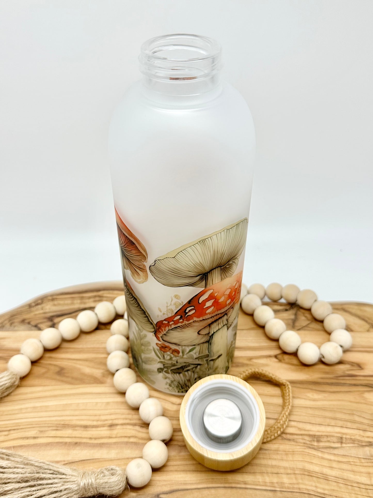 Mushroom Glass Water Bottle