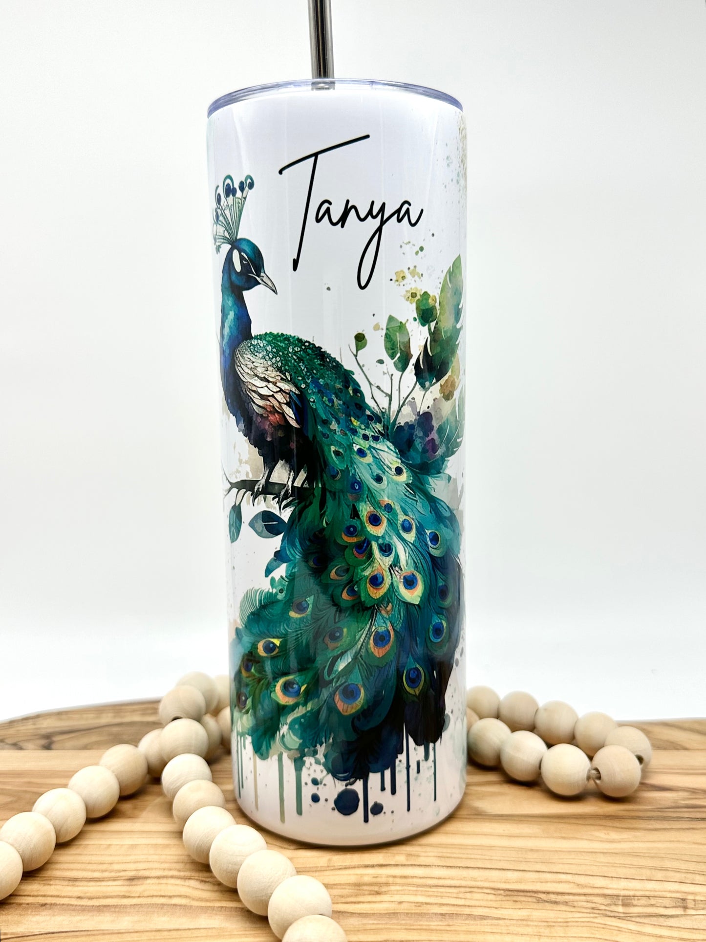 Personalized Peacock Tumbler