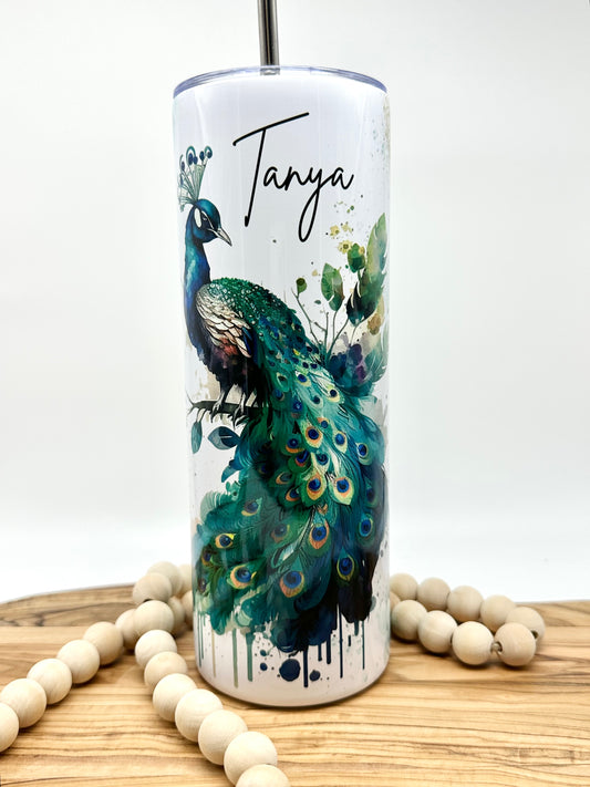 Personalized Peacock Tumbler