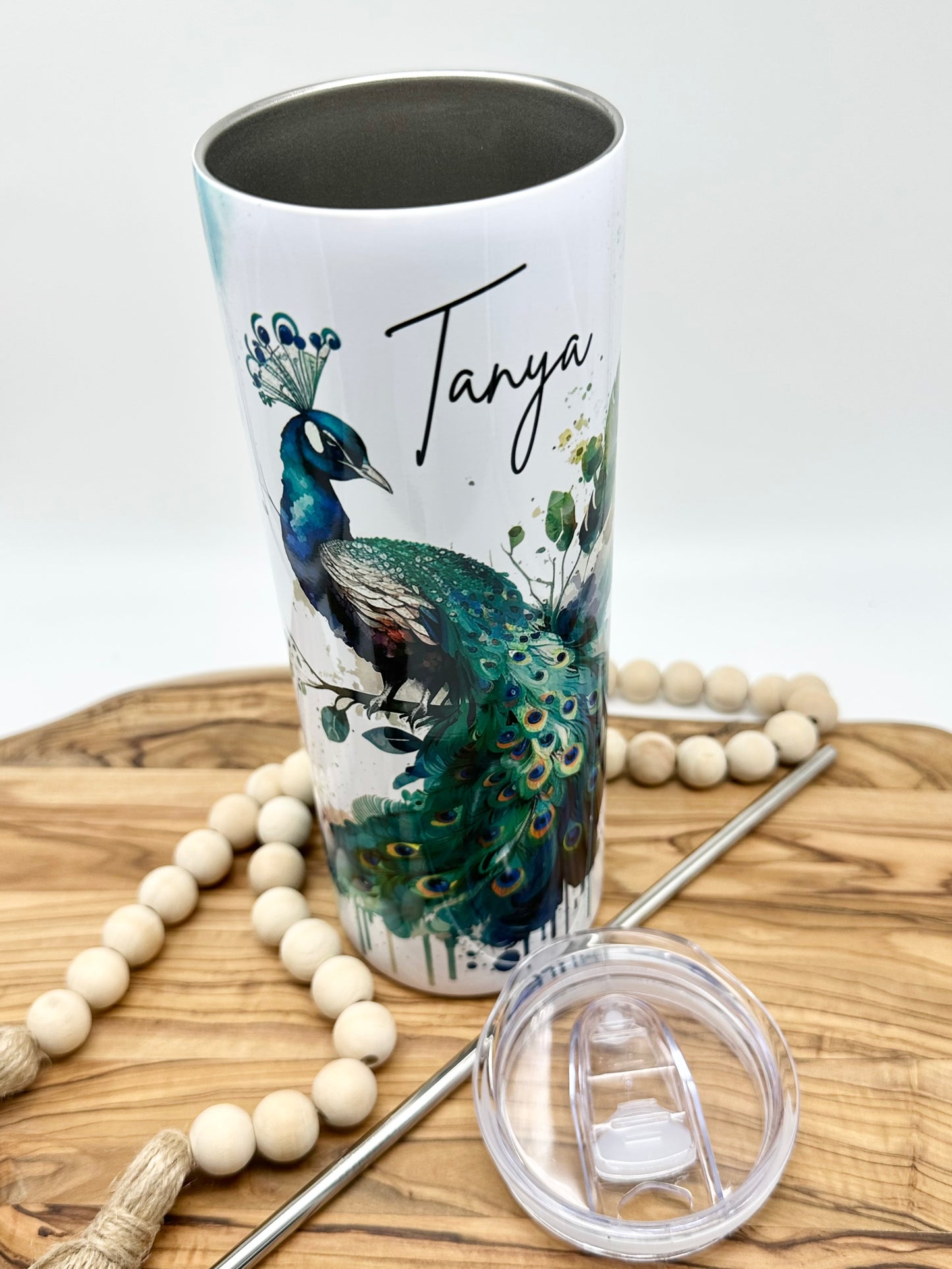 Personalized Peacock Tumbler
