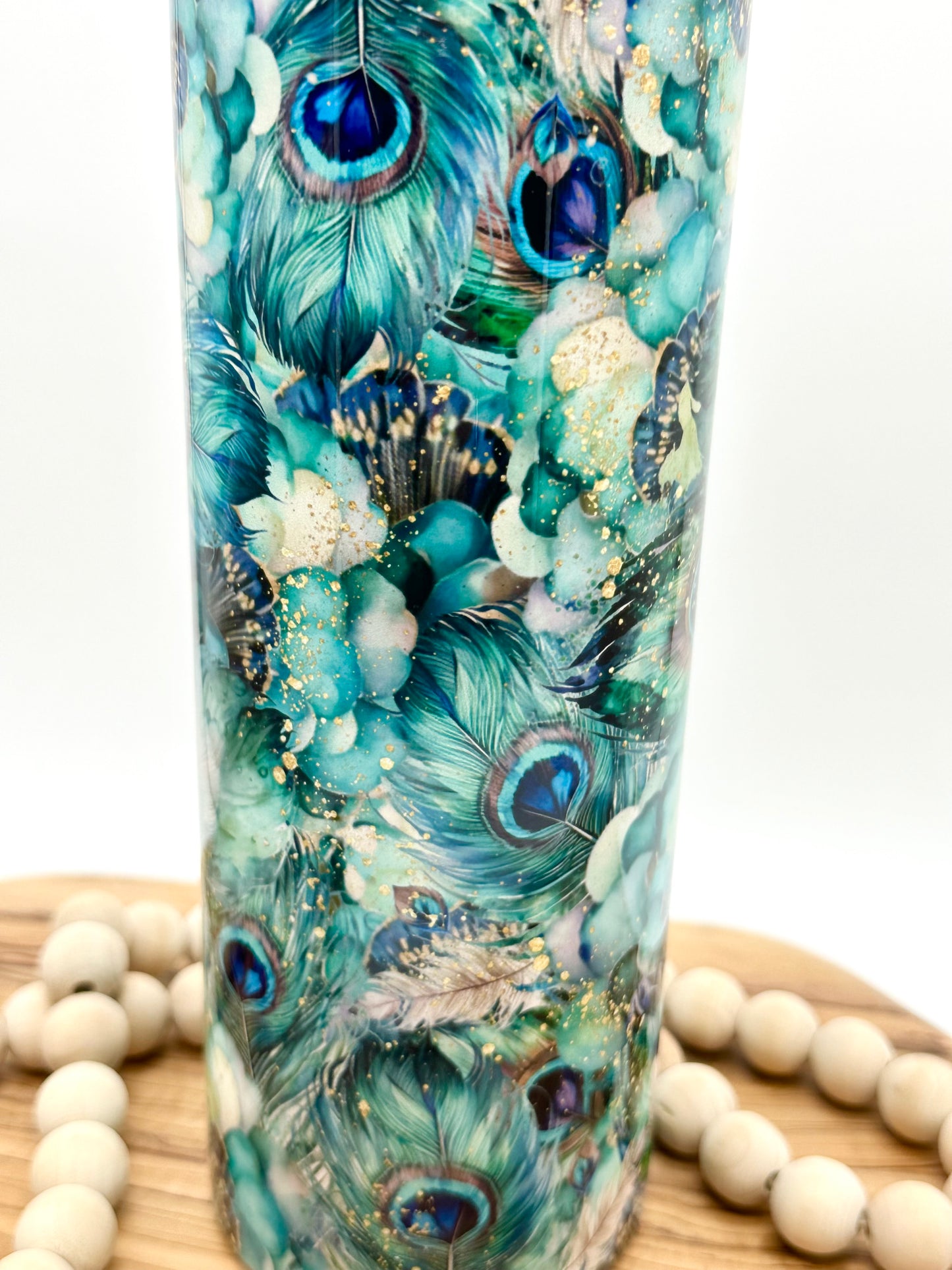 Insulated Peacock Feathers Tumbler