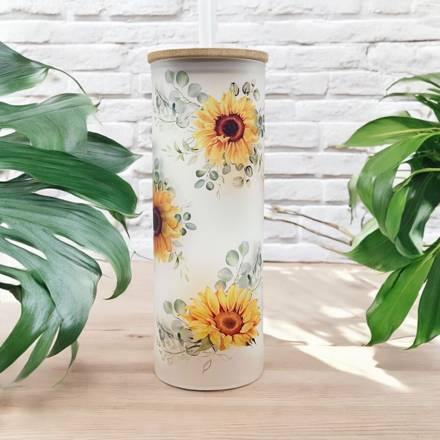 20oz Sunflower Glass Tumbler
