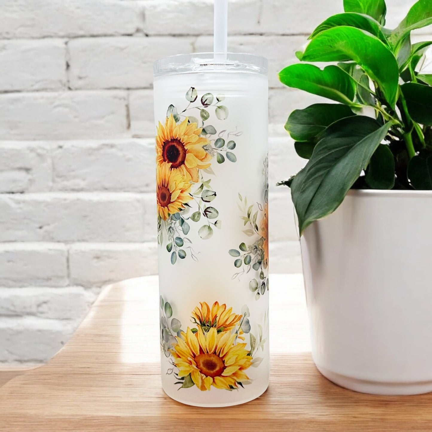 20oz Sunflower Glass Tumbler