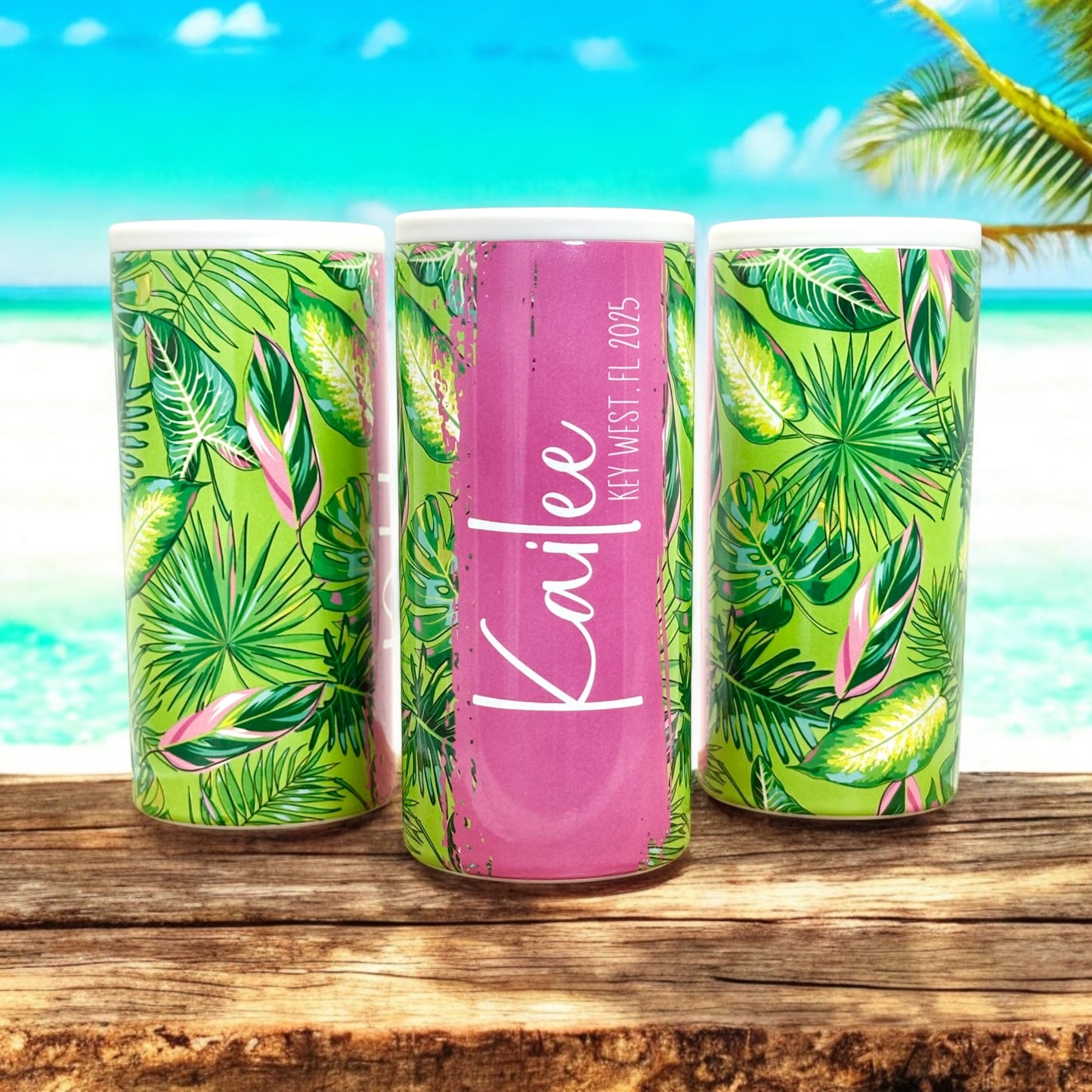 Personalized Tropical 3-In-1 Insulated Can Cooler