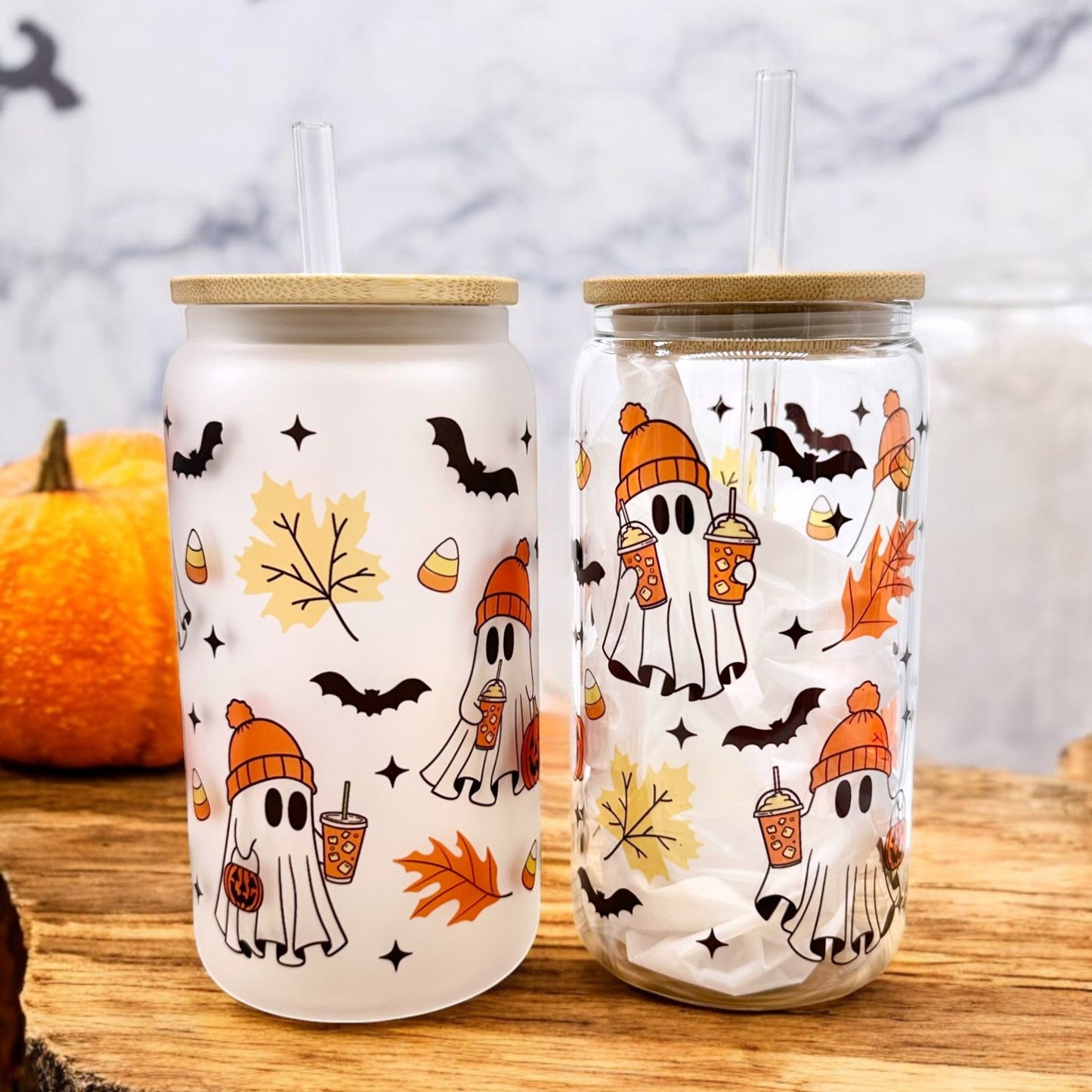 Halloween Ghost Tumbler Iced Coffee Cup