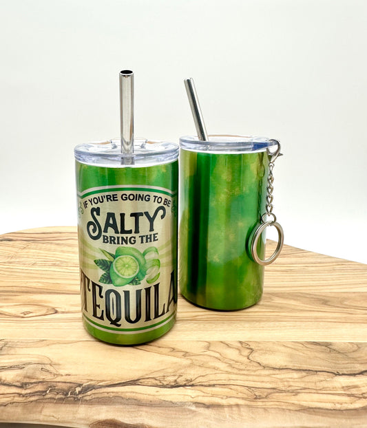 3oz Insulated Shot Glass - Stainless SteelTumbler Keychain with Lid and Straw