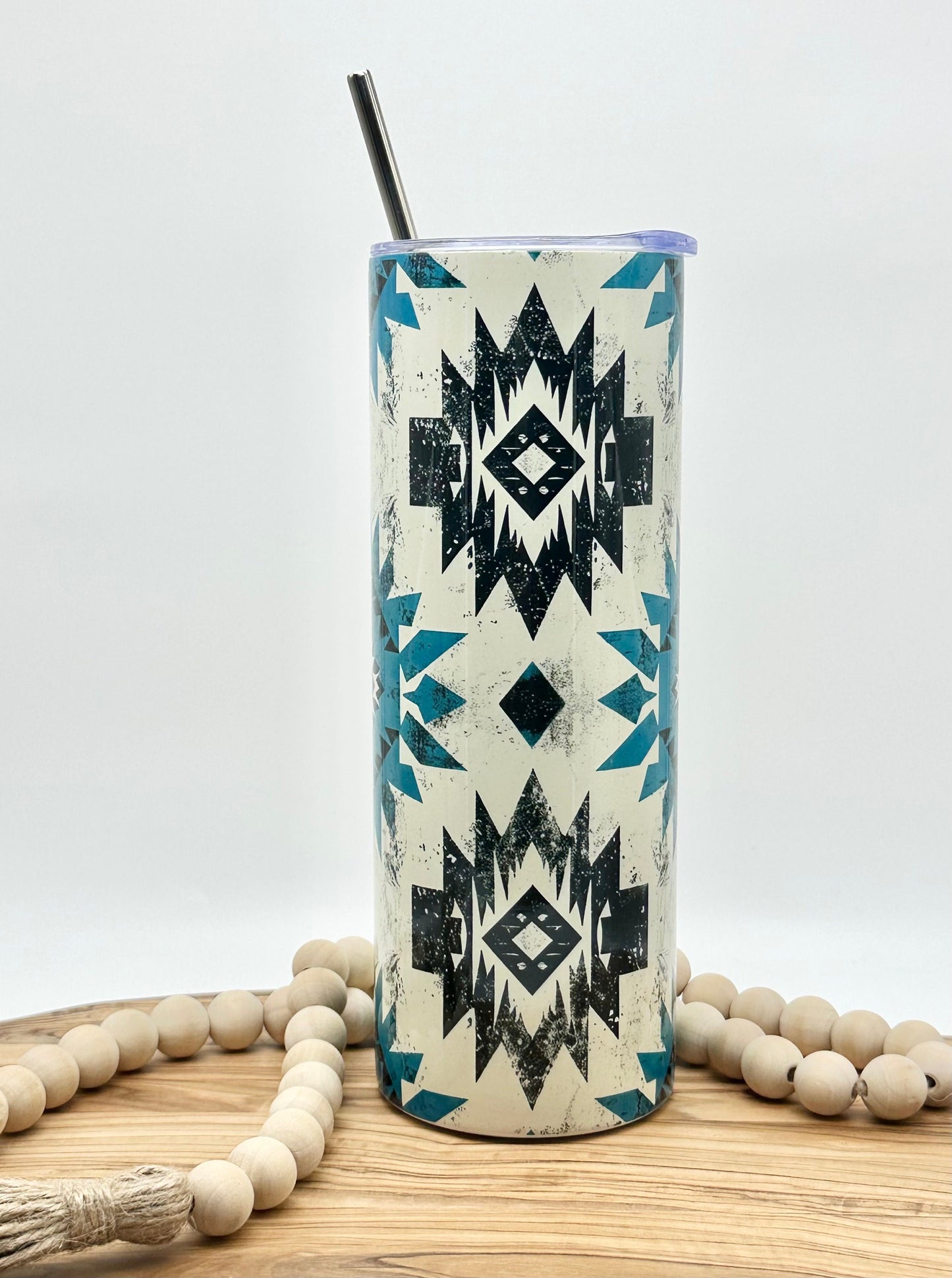 20oz Aztec Tumbler with Lid and Straw - Insulated Stainless Steel
