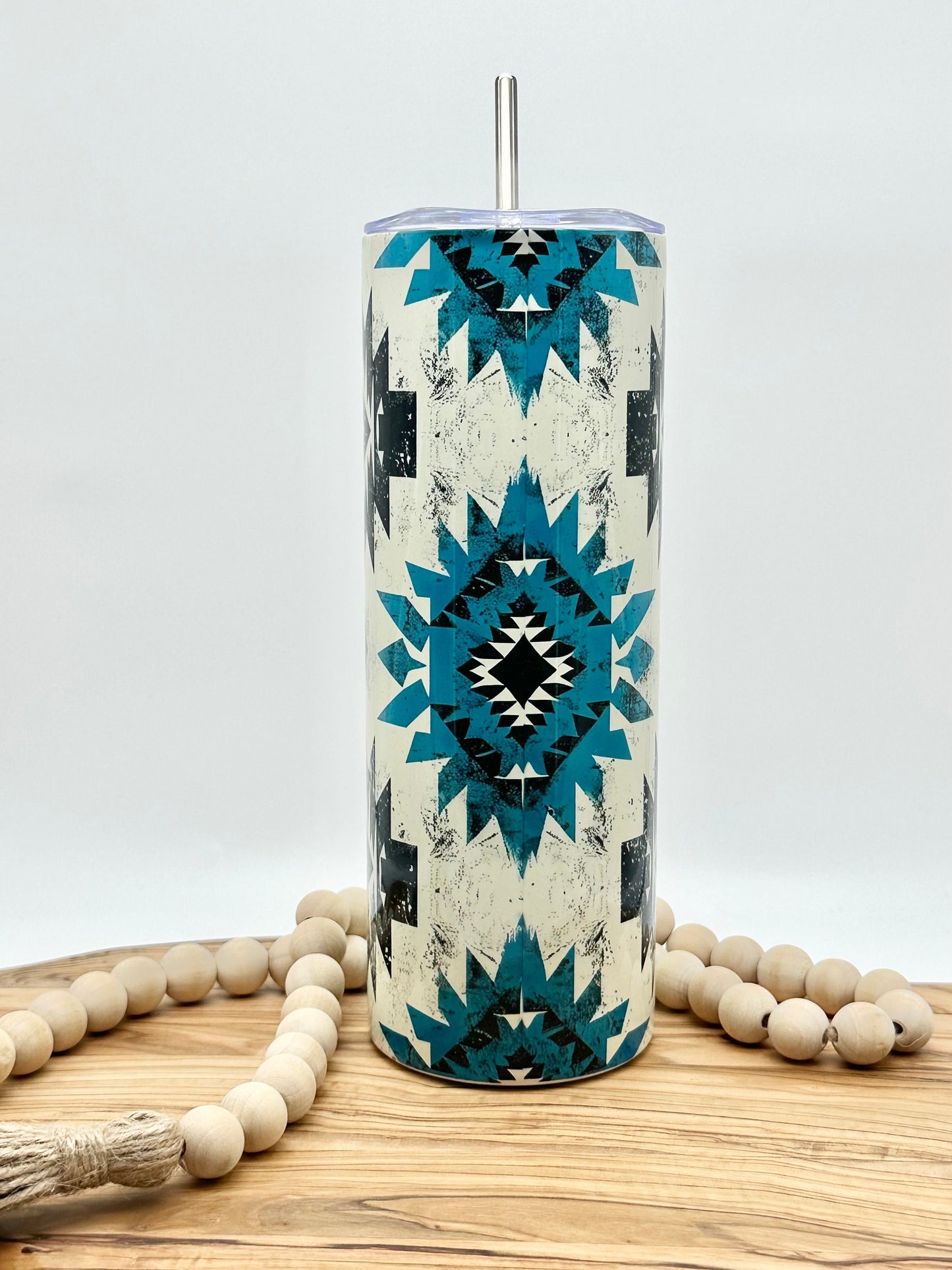 20oz Aztec Tumbler with Lid and Straw - Insulated Stainless Steel