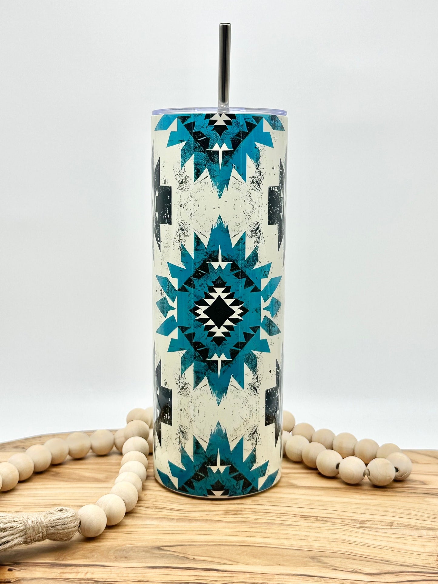 20oz Aztec Tumbler with Lid and Straw - Insulated Stainless Steel