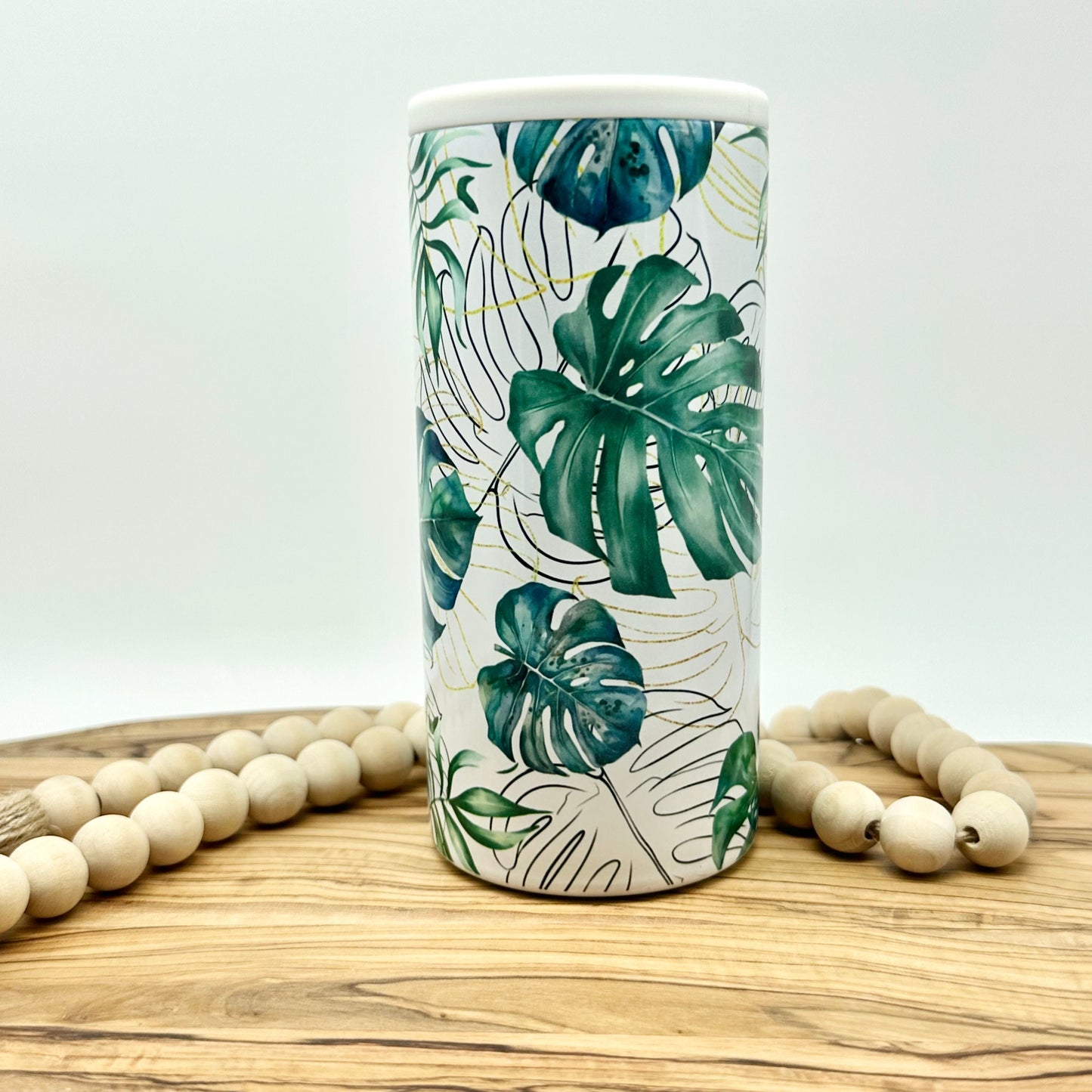Monstera Leaf Insulated Slim Can Cooler
