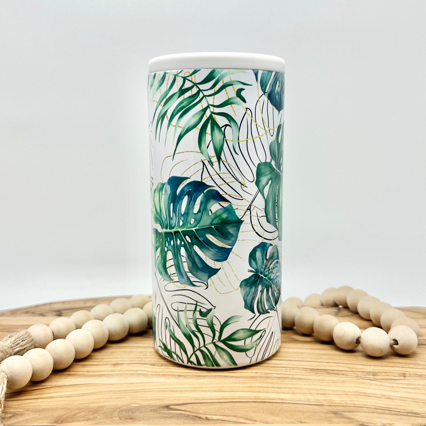 Monstera Leaf Insulated Slim Can Cooler