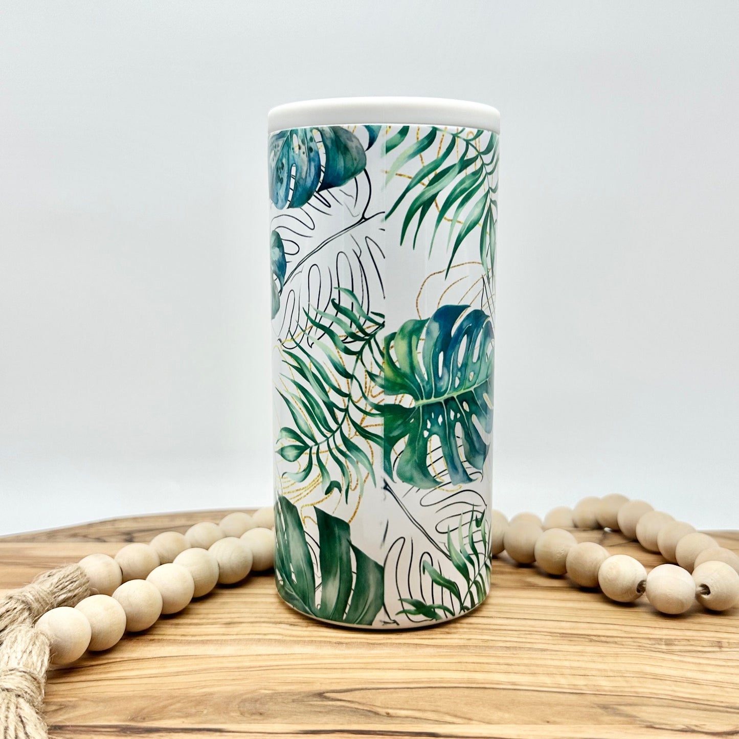 Monstera Leaf Insulated Slim Can Cooler