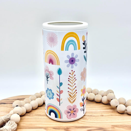 Boho Rainbow Slim Can Cooler - Insulated Stainless Steel
