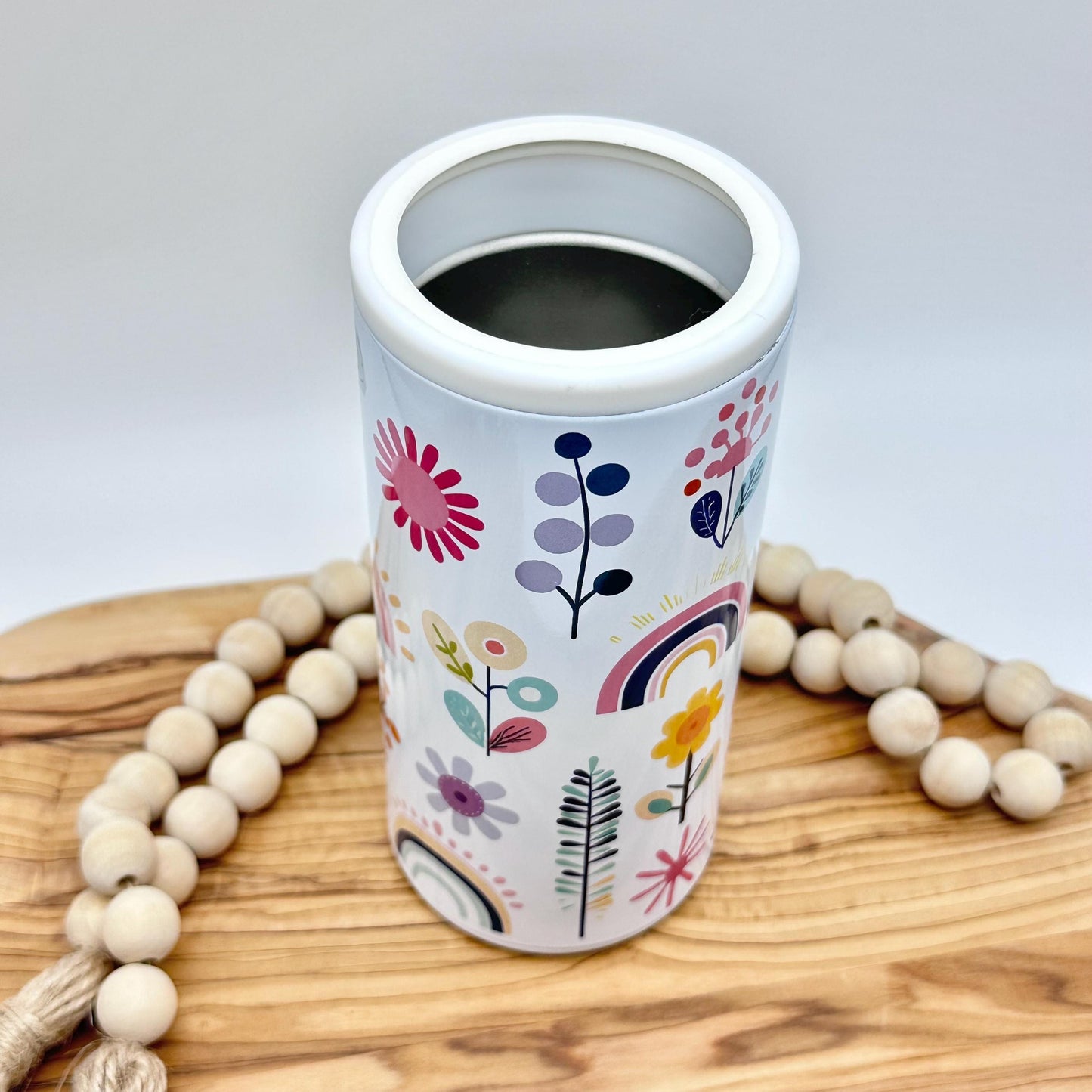 Boho Rainbow Slim Can Cooler - Insulated Stainless Steel