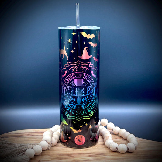Halloween Witch Tumbler - 20oz Insulated Stainless Steel Cup with Lid and Straw