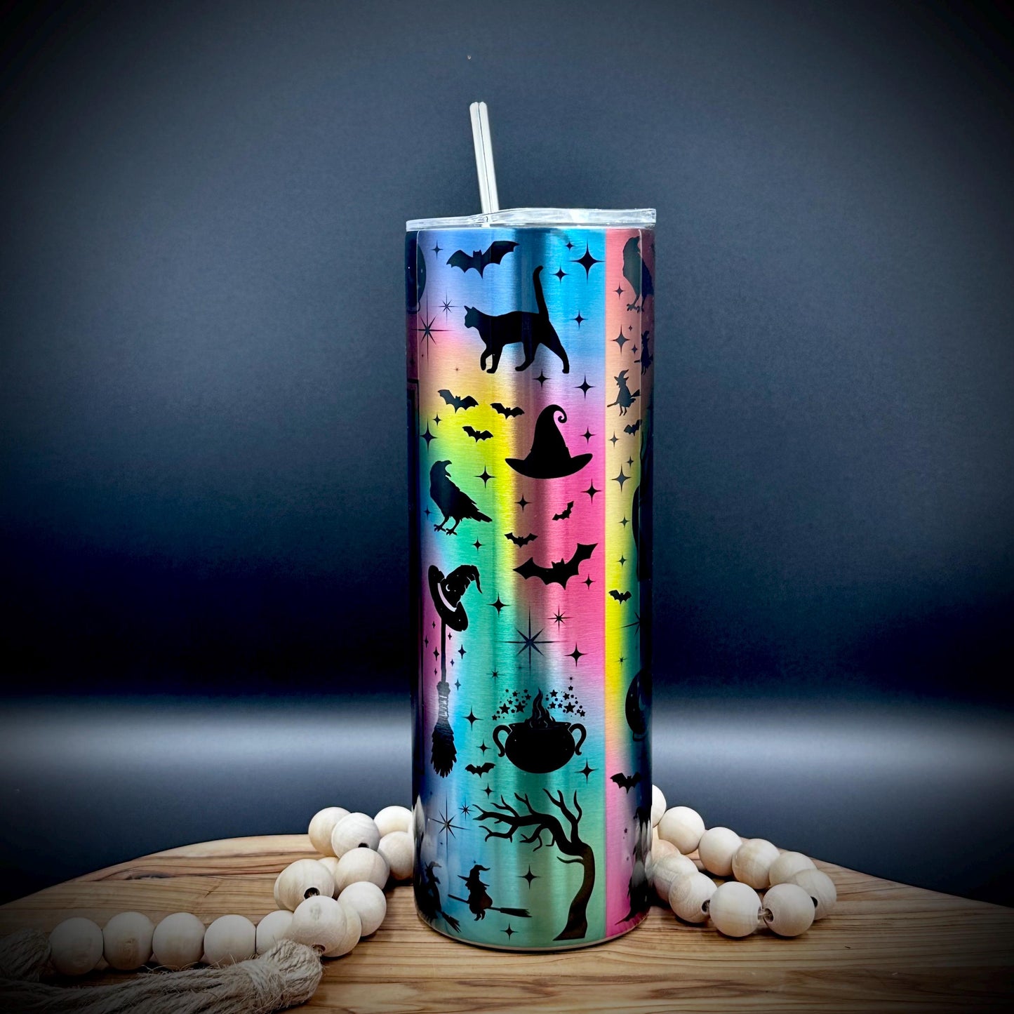 Halloween Witch Tumbler - 20oz Insulated Stainless Steel Cup with Lid and Straw