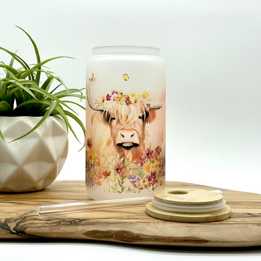 Highland Cow Glass Cup