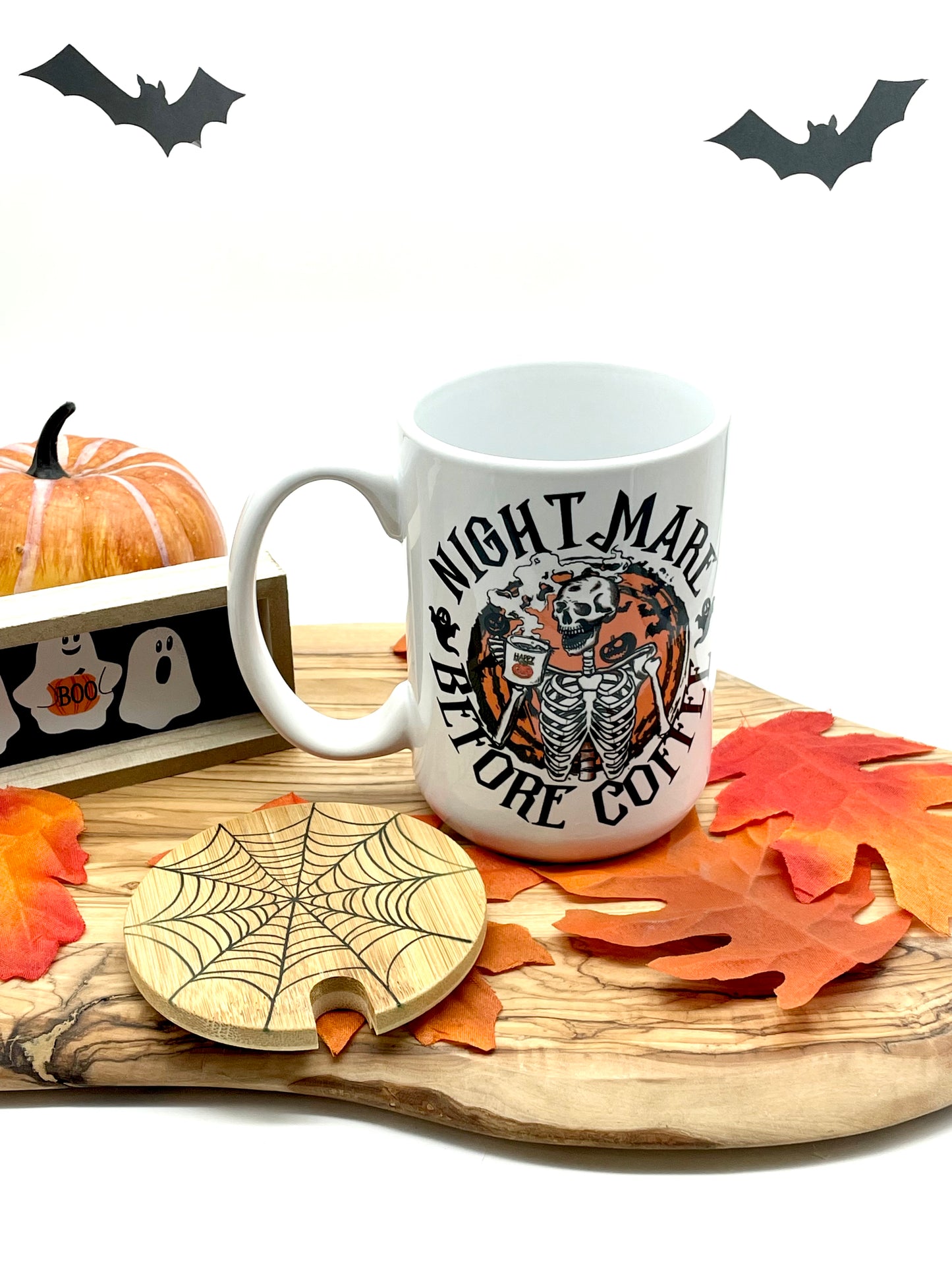 15oz Ceramic Skeleton Mug with Lid