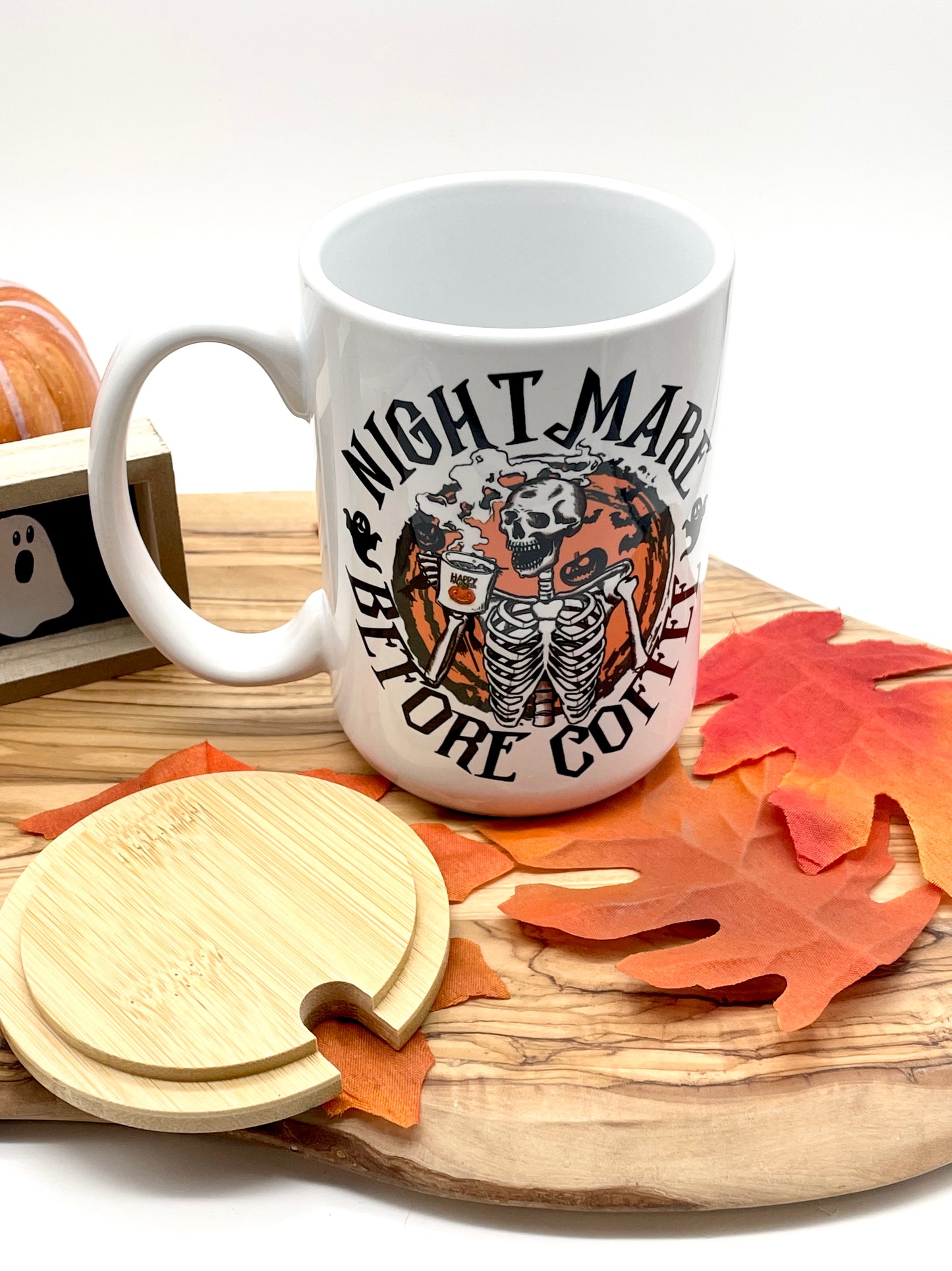 15oz Ceramic Skeleton Mug with Lid