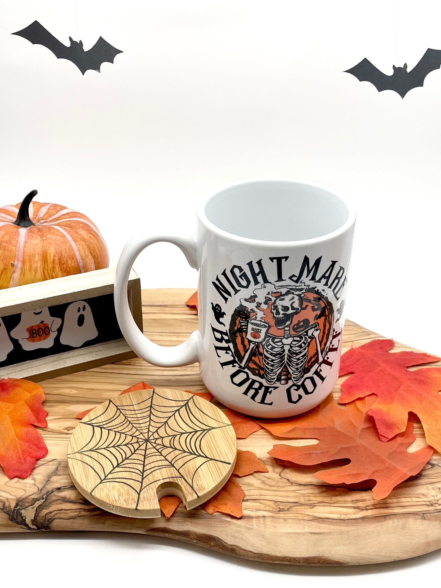 15oz Ceramic Skeleton Mug with Lid