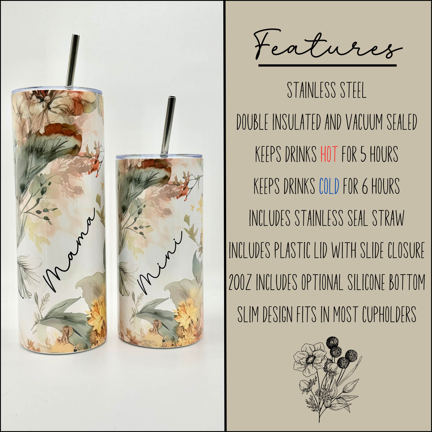 Matching Mother Daughter Tumbler Set