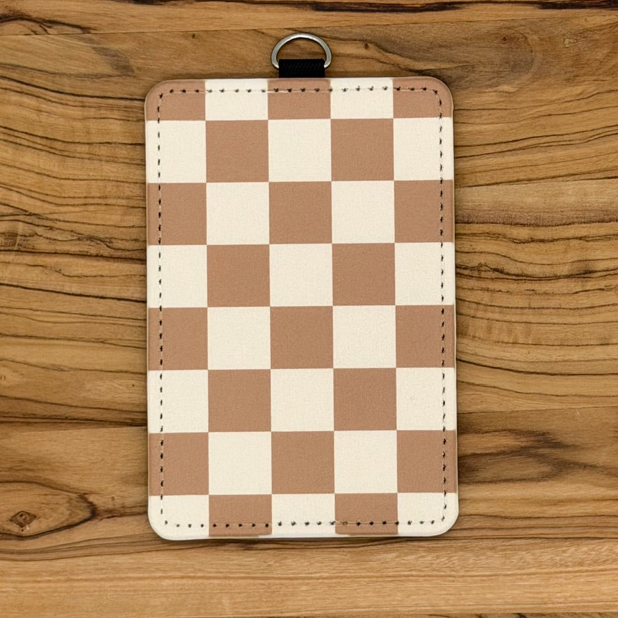 Neutral Checkered & Floral Badge Holders