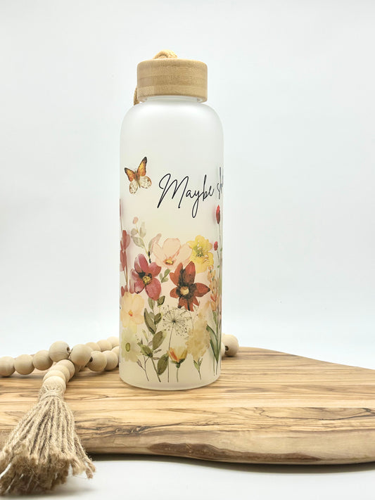 Personalized Wildflower Glass Water Bottle