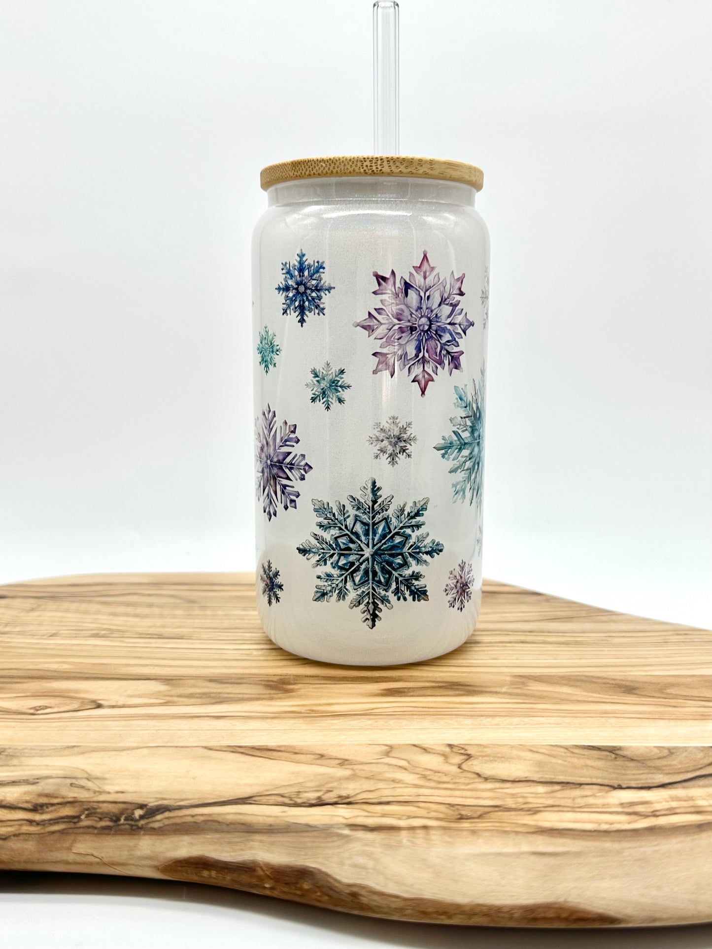 Snowflake Shimmer Glass Tumbler