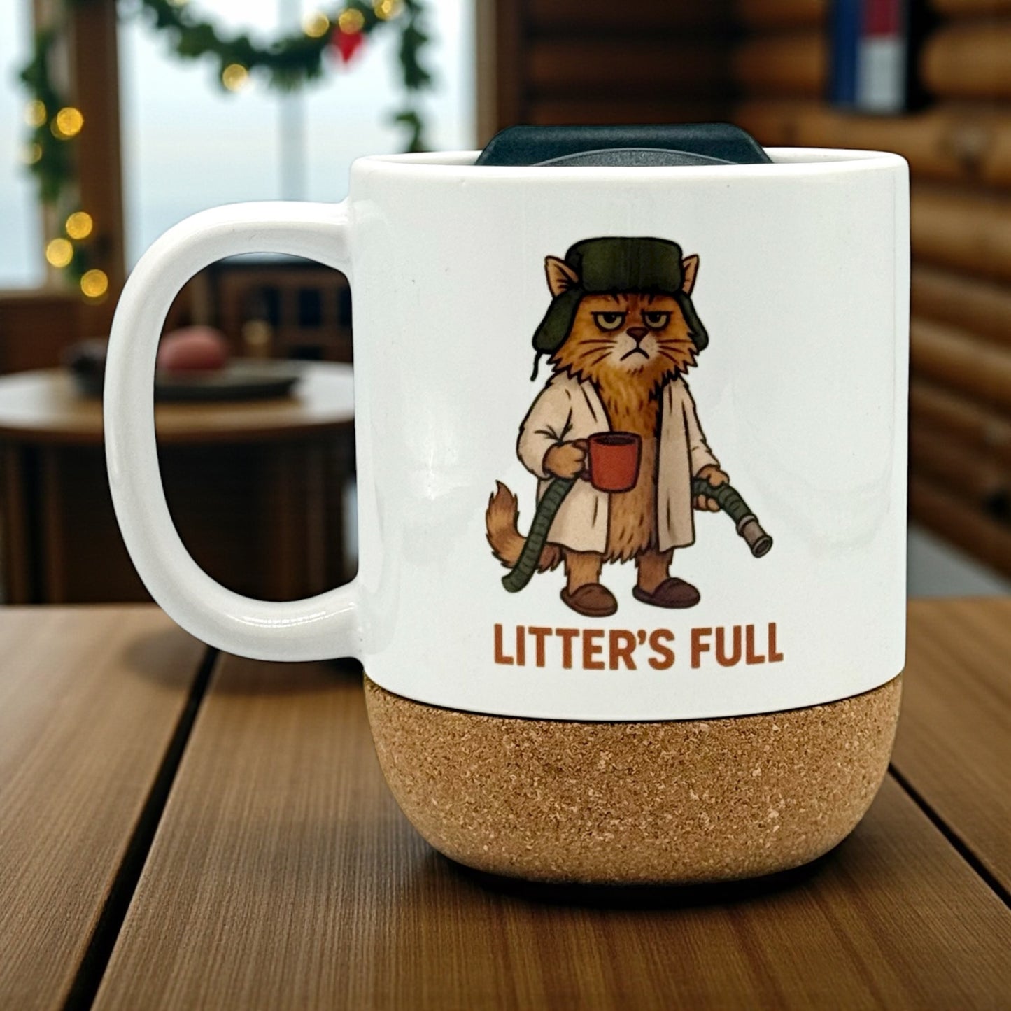 Funny Grumpy Cat Christmas Mug - 12oz Coffee Mug with Cork Base