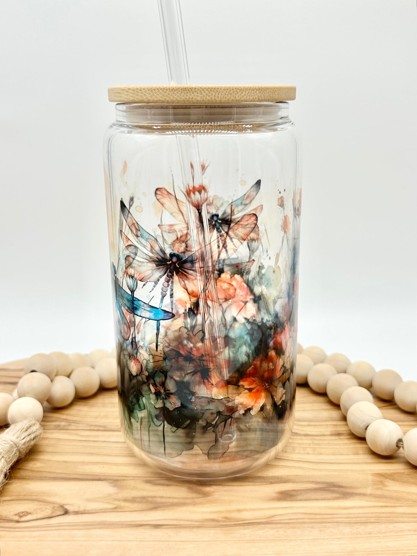 16oz Dragonfly Glass Tumbler