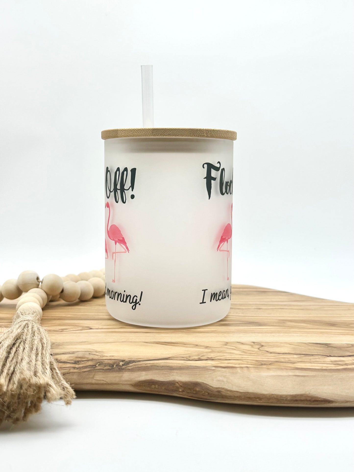 Funny Flamingo Frosted Glass Coffee Mug