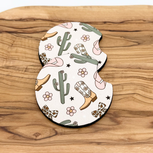Pink Cowgirl Car Coasters