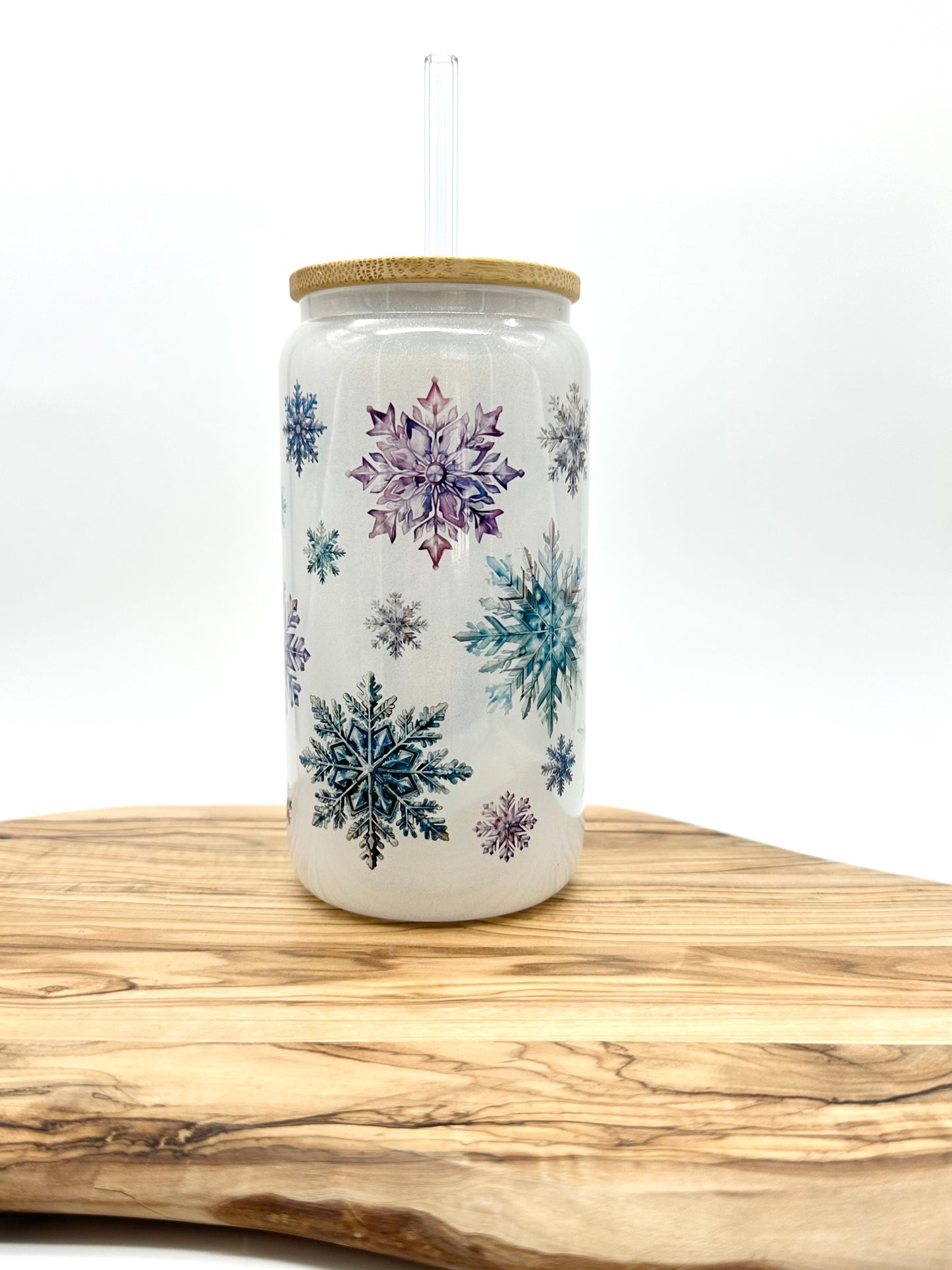 Snowflake Shimmer Glass Tumbler