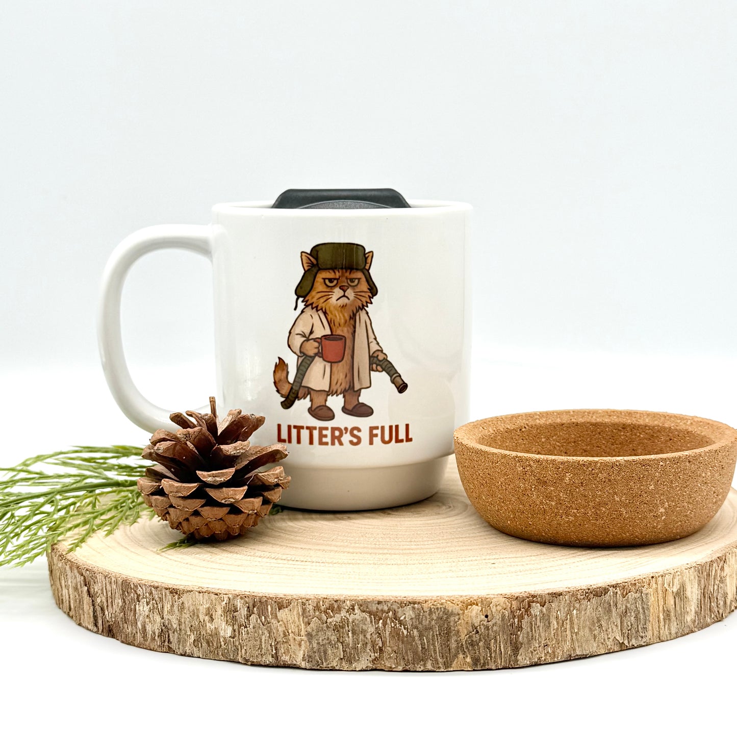 Funny Grumpy Cat Christmas Mug - 12oz Coffee Mug with Cork Base