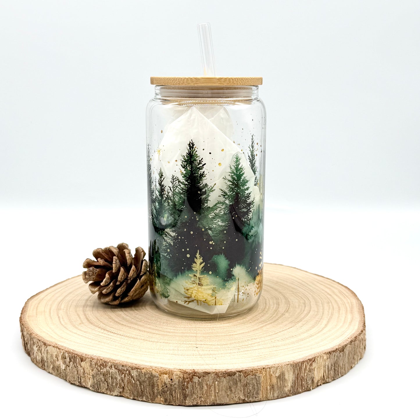 Christmas Glass Tumbler - 16oz Iced Coffee Cup