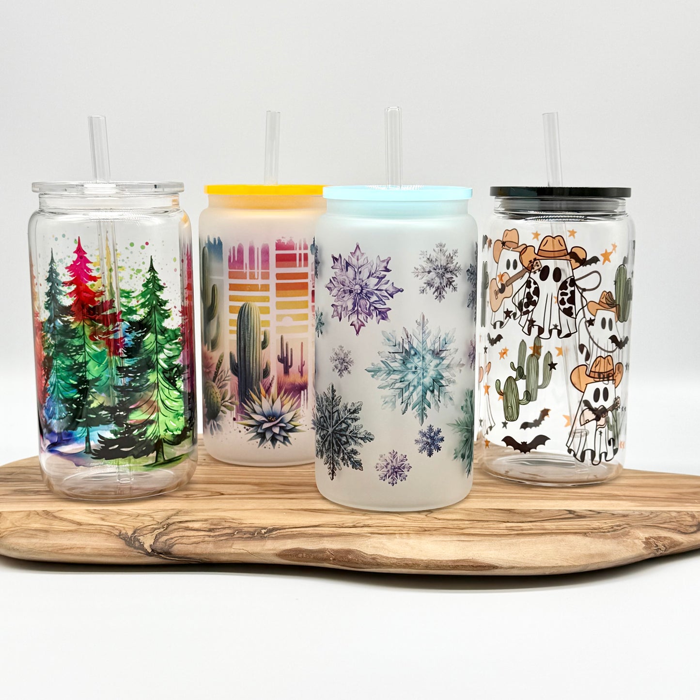 Plastic Lids for 16oz Glass Can Cups | Replacement Glass Cup Lids in 10 Colors