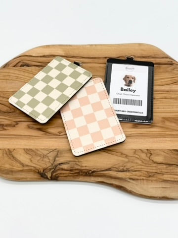 Neutral Checkered & Floral Badge Holders