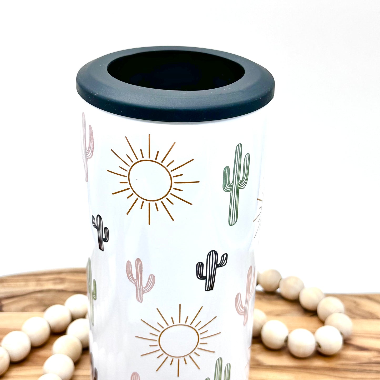 4-in-1 Insulated Can Cooler with Cactus Print