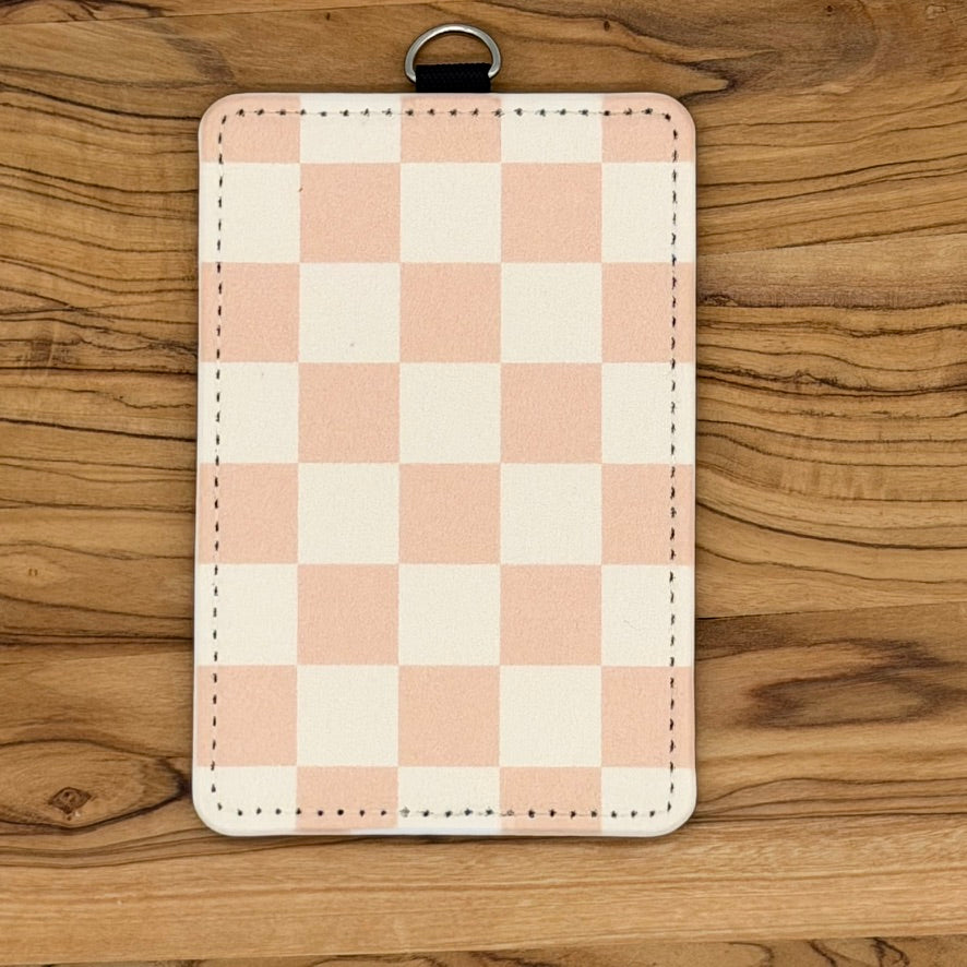 Neutral Checkered & Floral Badge Holders