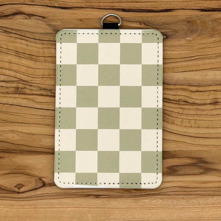 Neutral Checkered & Floral Badge Holders