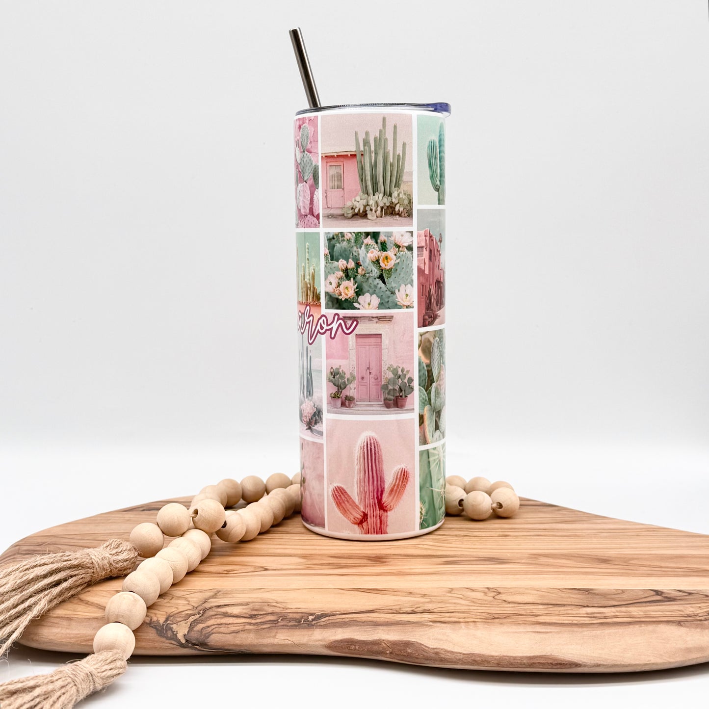 Personalized Southwestern Tumbler - 20oz Boho Chic Tumbler with Lid and Straw