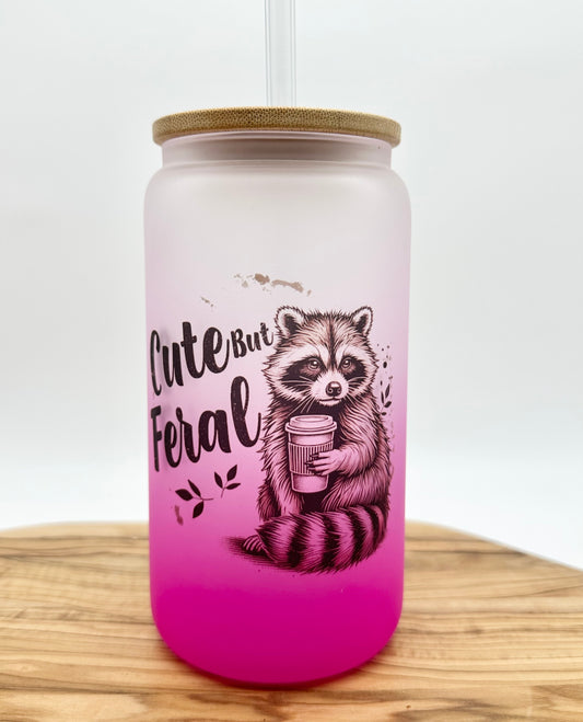 Funny Pink Ombré Frosted Glass Cup