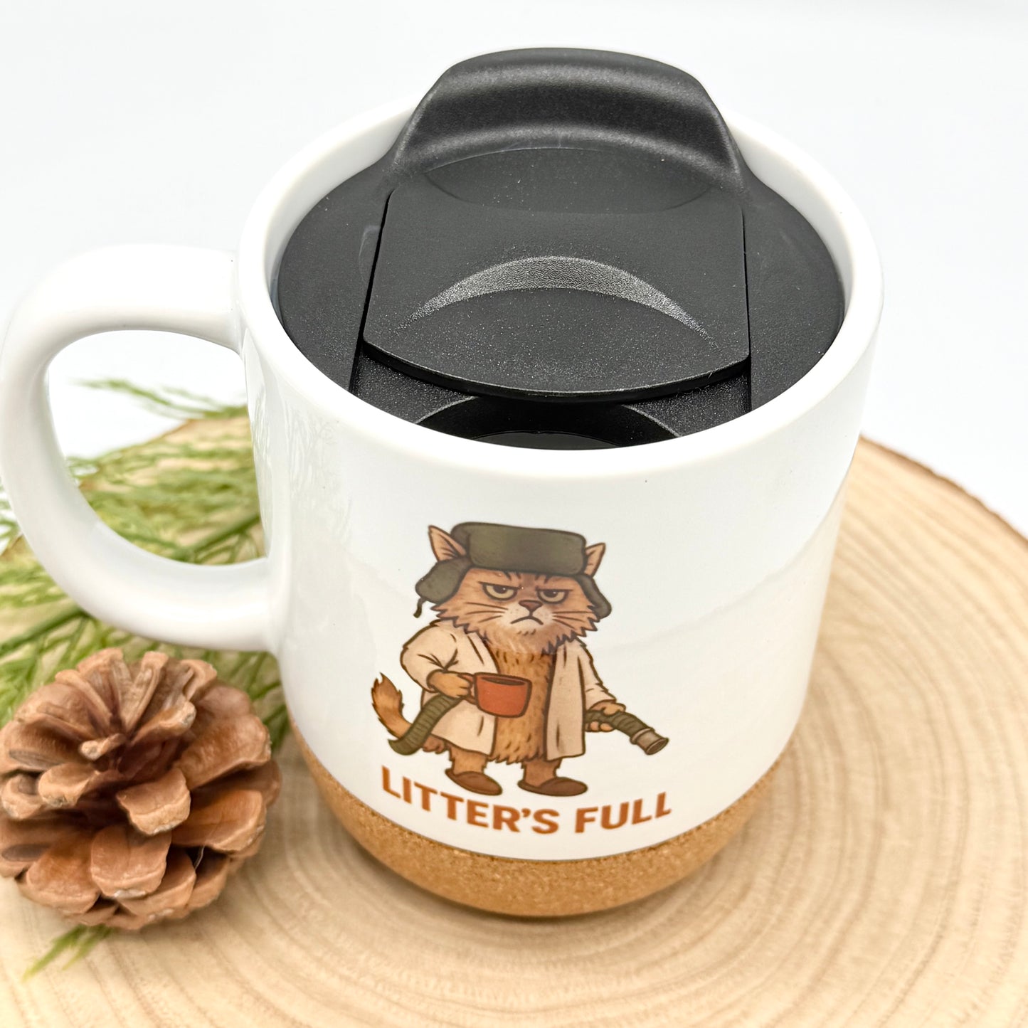 Funny Grumpy Cat Christmas Mug - 12oz Coffee Mug with Cork Base