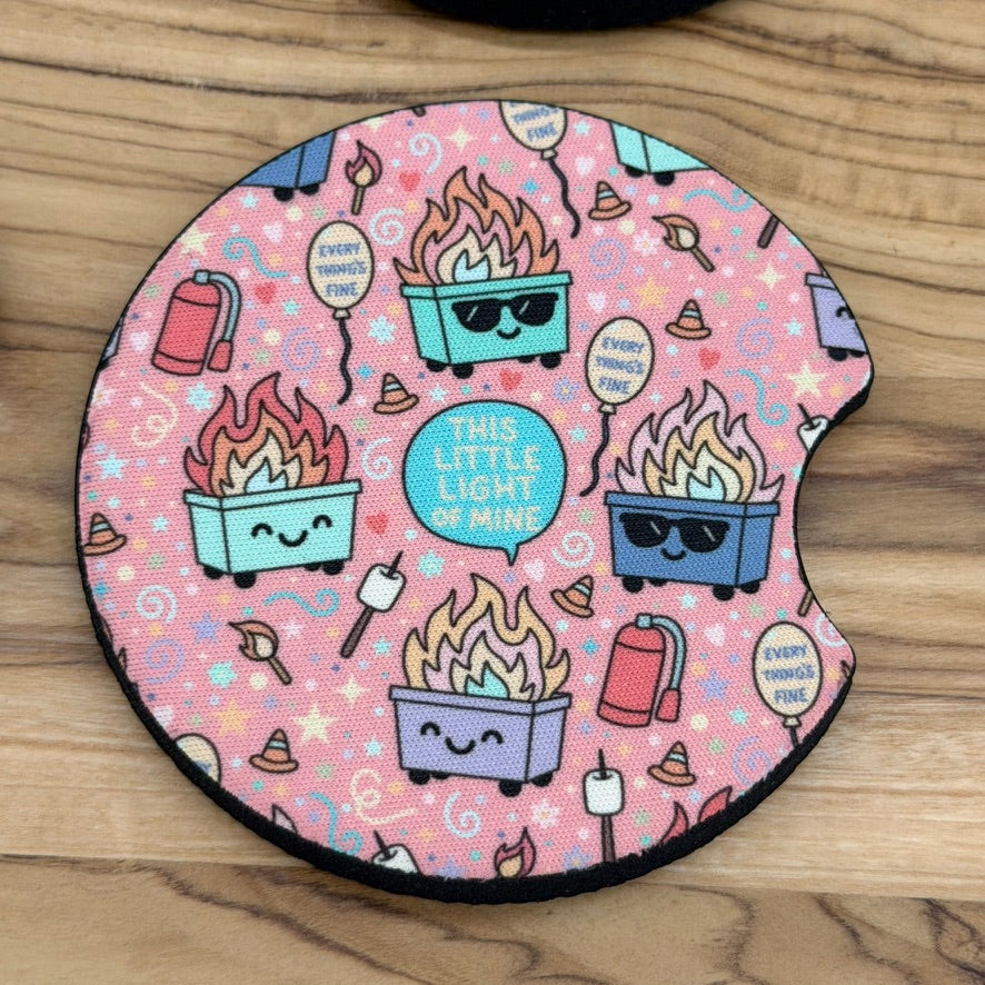 Dumpster Fire Car Coasters