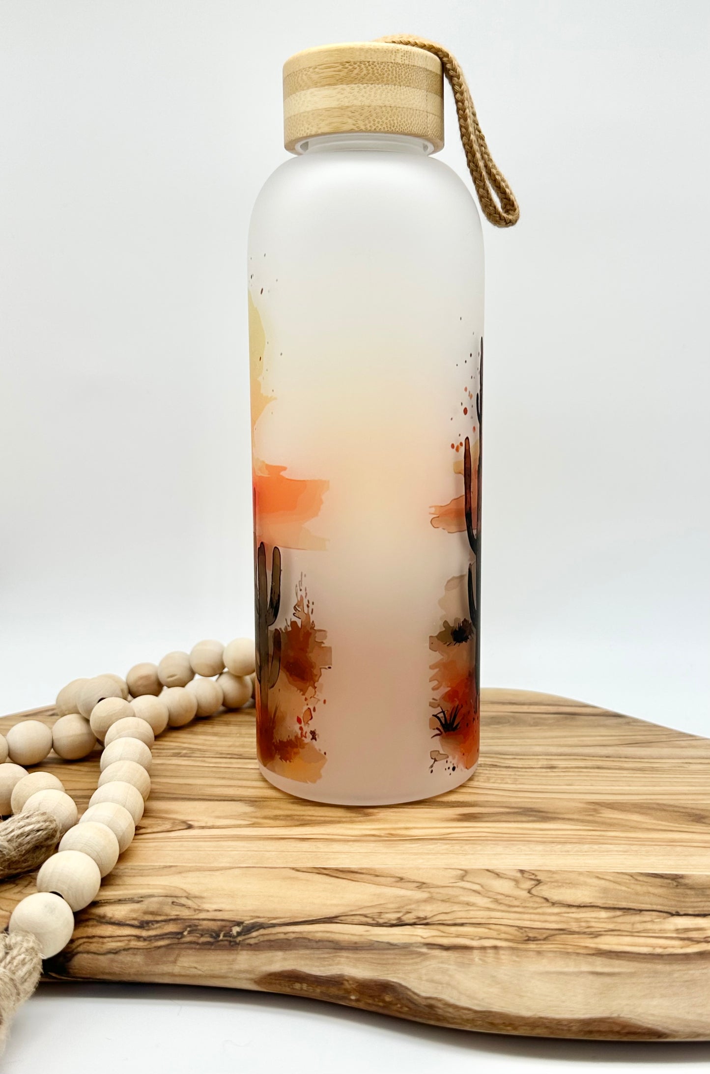 Desert Landscape Glass Water Bottle