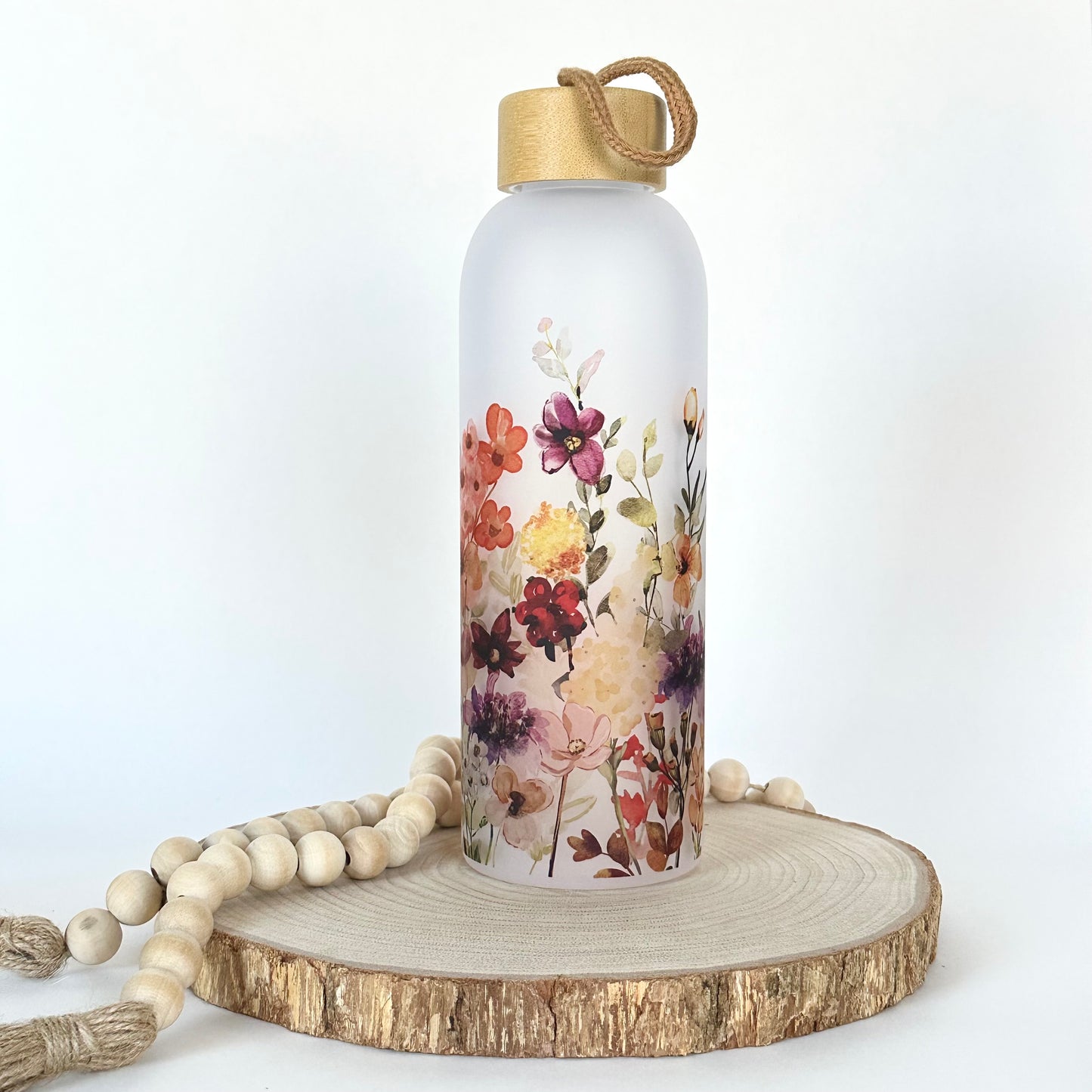 Wildflower Glass Water Bottle