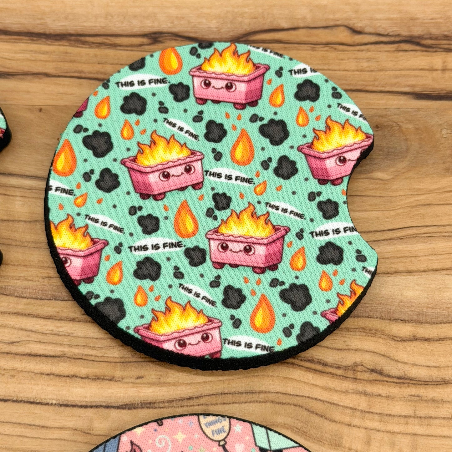 Dumpster Fire Car Coasters